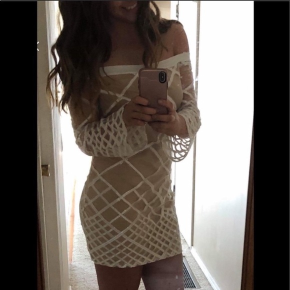 LUXXEL White/Nude Dress - Picture 2 of 5